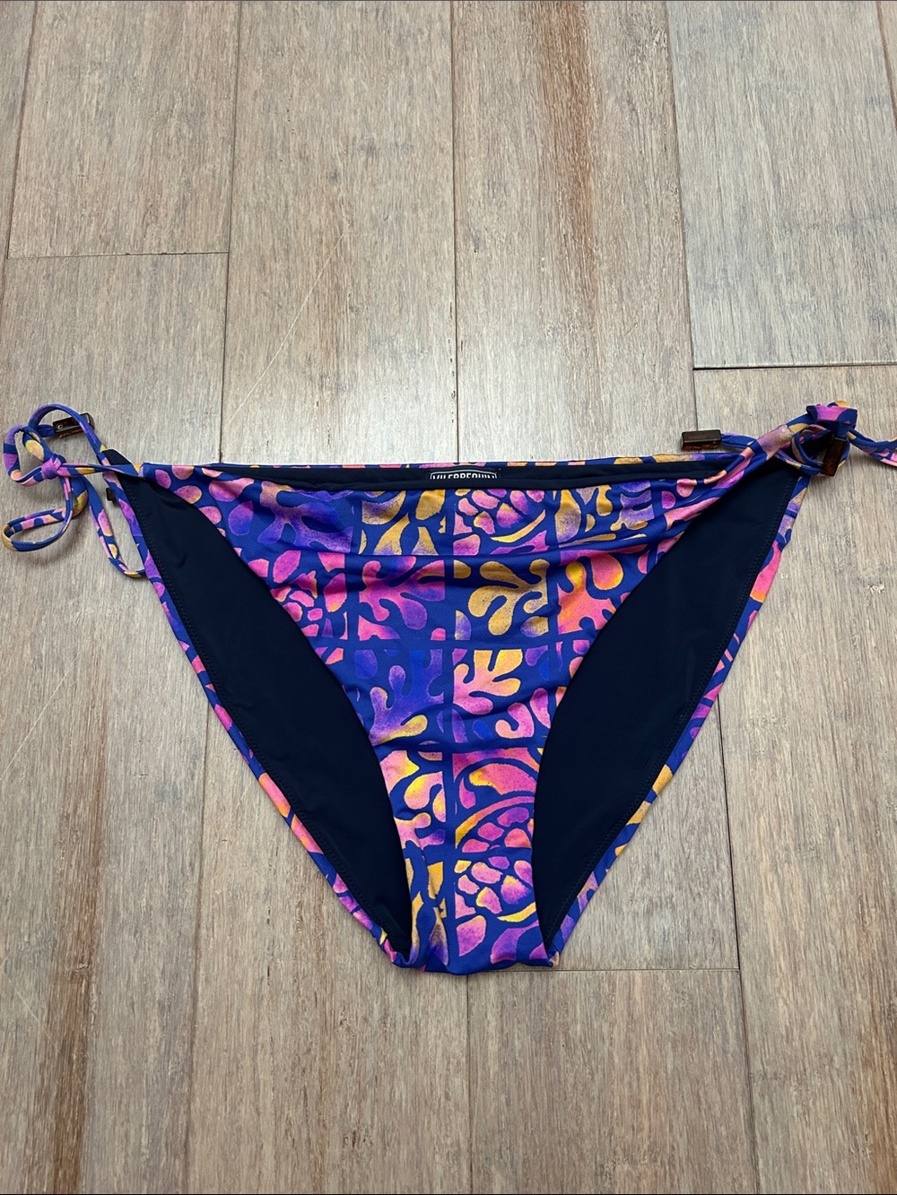 Vilebrequin Purple Pink Orange Print Tie-Side Bikini Bottom XL